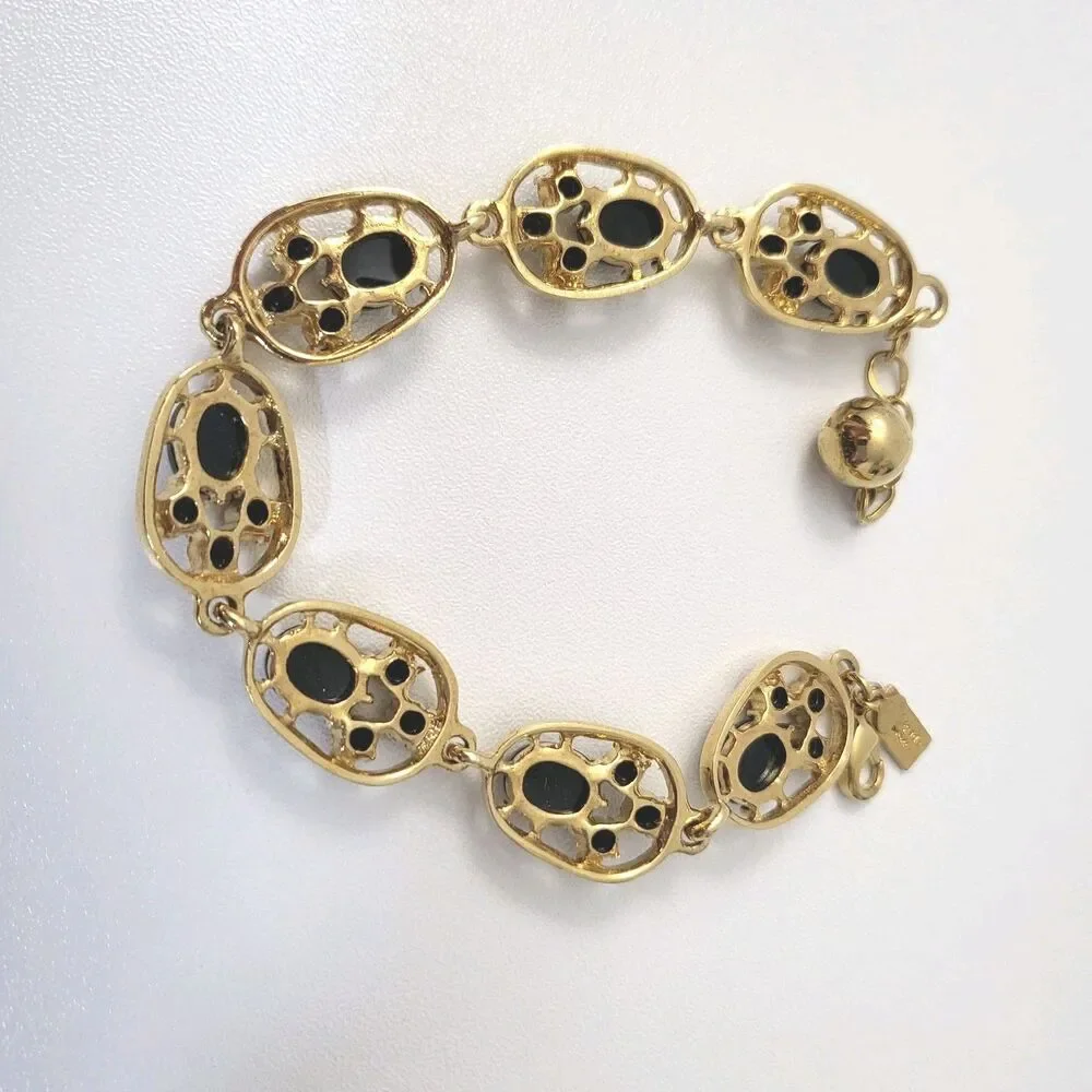 KATE SPADE Gold Tone Black Stone Bracelet